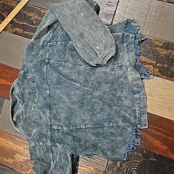 VICI sz Medium Corduroy green teal jacket cropped frayed - Picture 6 of 6